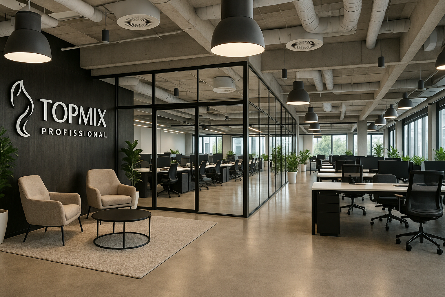 Lounge de recepção da sede TopMix Profissional